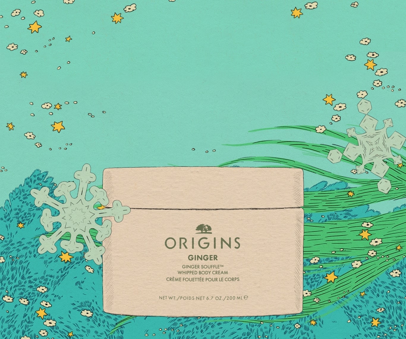 Pink background with illustrated Christmas wreaths and red ribbons