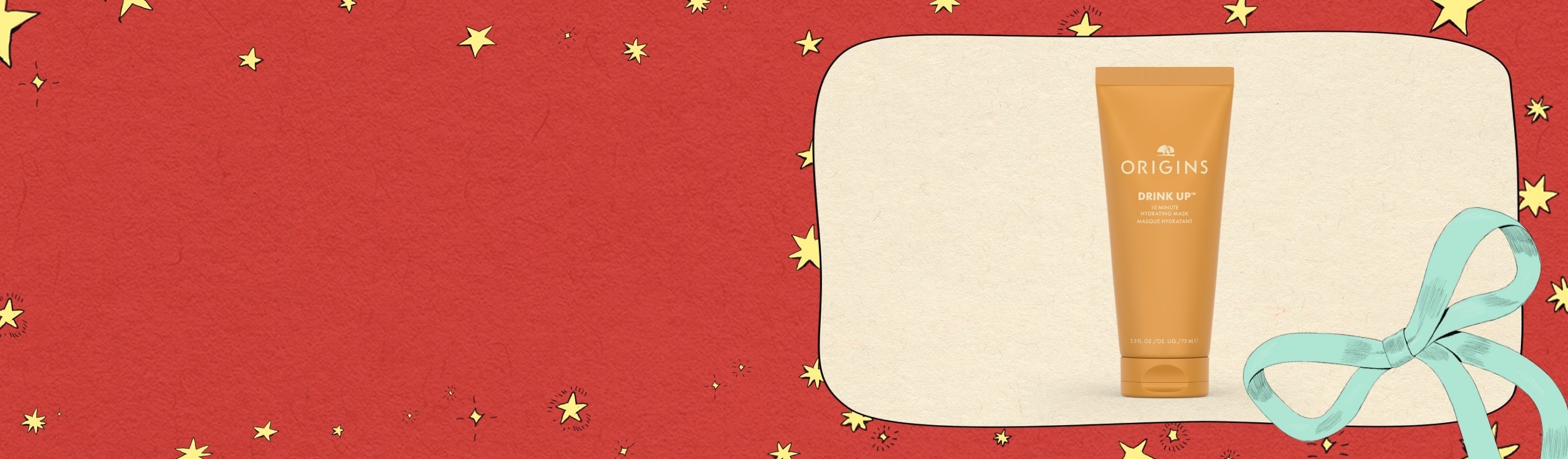 Selection of Origins Moisturisers in a festive, illustrated setting